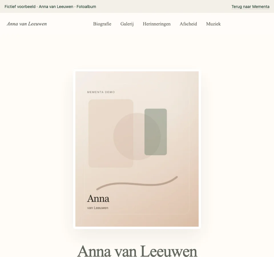 Fotoalbum, ingevuld met de fictieve Anna van Leeuwen