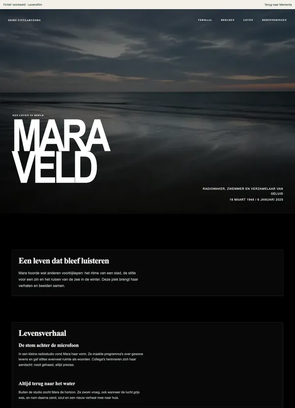 Het ontwerp Levensfilm met dezelfde fictieve persoon