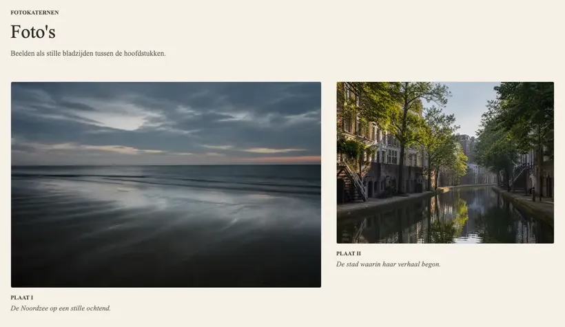 Een echte fotogalerij uit een ingevuld Mementa-ontwerp
