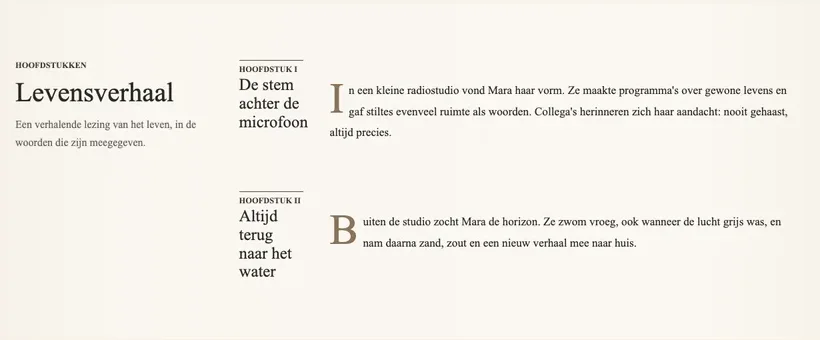 Levensverhaal in het Mementa-ontwerp Herinneringsboek